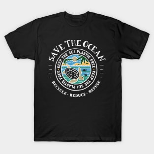 Save The Oceans Keep The Sea Plastic Free Turtle T-Shirt